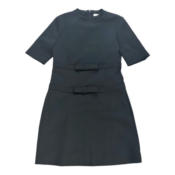 Rebecca TAYLOR Wool Short-Sleeve Bow Accent A-line Shift Structured Mini Dress - Picture 9 of 11